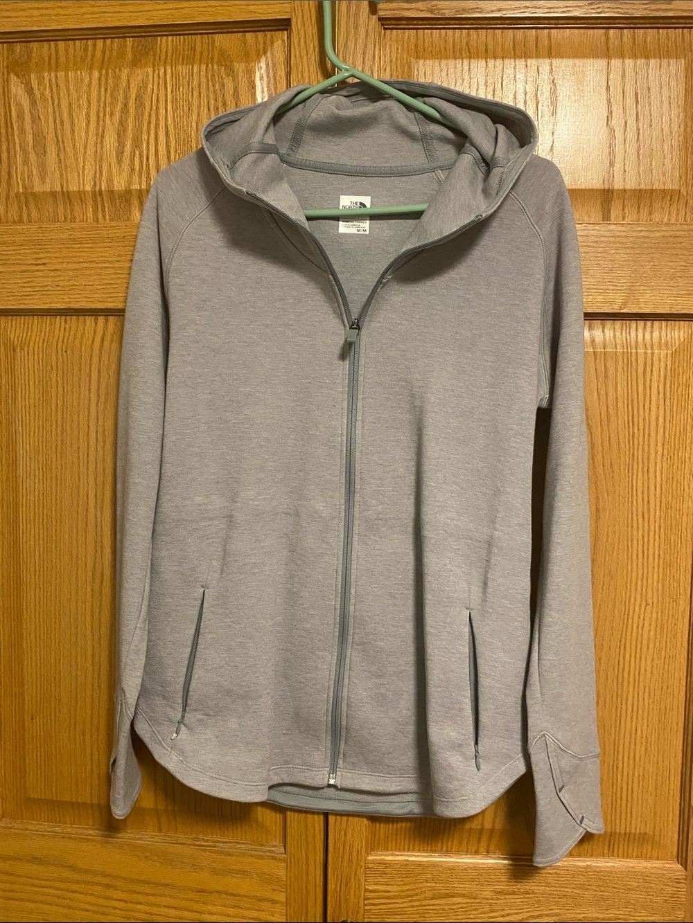 The North Face Light Gray Zip-Up Hooded Jacket